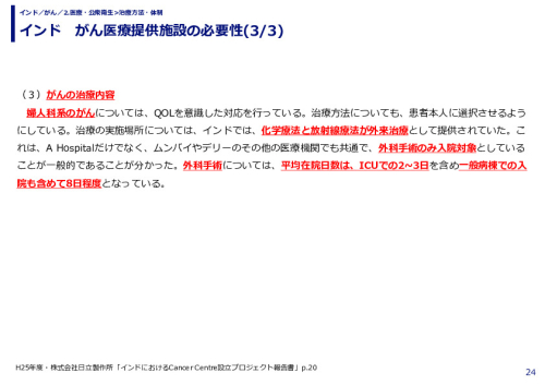 インド　がん医療提供施設の必要性