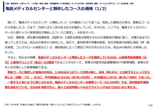 亀田メディカルセンターと類似したコースの価格