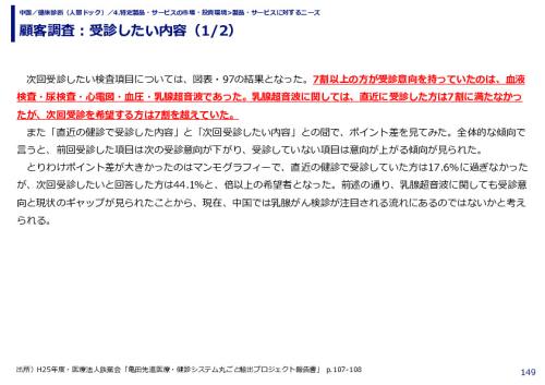 顧客調査：受診したい内容