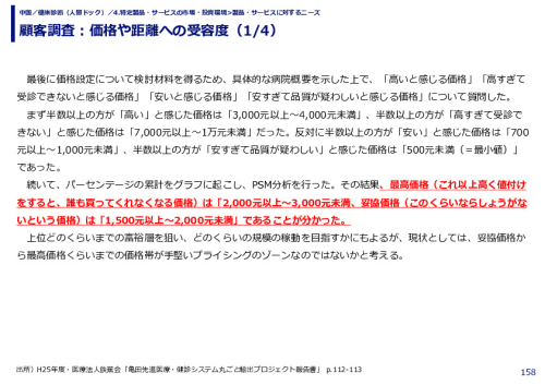 顧客調査：価格や距離への受容度