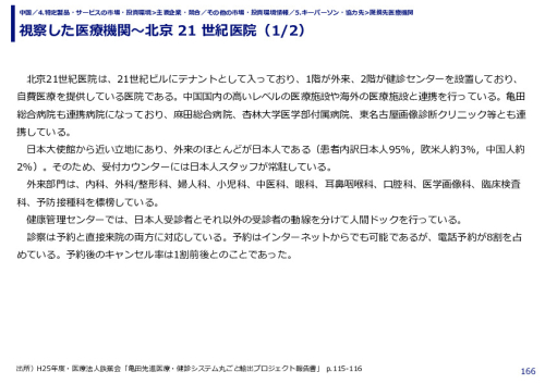 視察した医療機関～北京 21 世紀医院