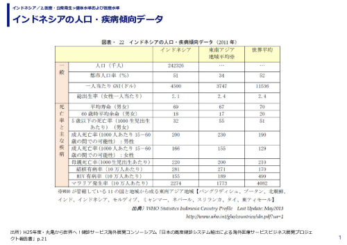 インドネシアの人口・疾病傾向データ