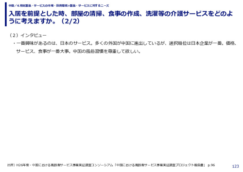 入居を前提とした時、部屋の清掃、食事の作成、洗濯等の介護サービスをどのように考えますか。