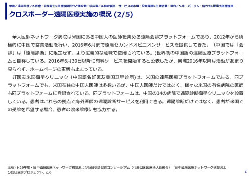 クロスボーダー遠隔医療実施の概況