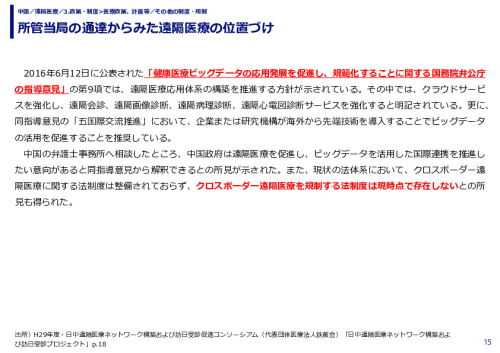 所管当局の通達からみた遠隔医療の位置づけ