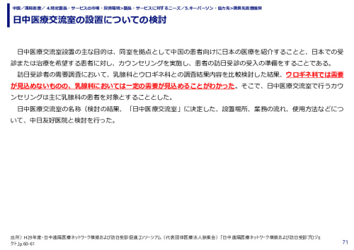 日中医療交流室の設置についての検討