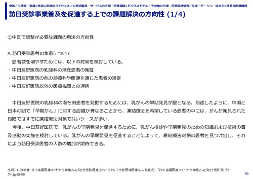 訪日受診事業普及を促進する上での課題解決の方向性