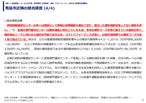 青島市近隣の競合調査 