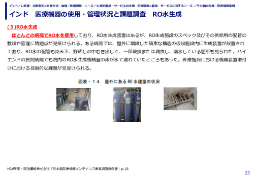 インド　医療機器の使用・管理状況と課題調査　RO水生成