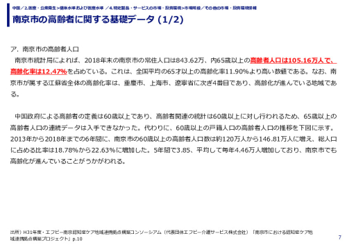 南京市の高齢者に関する基礎データ 