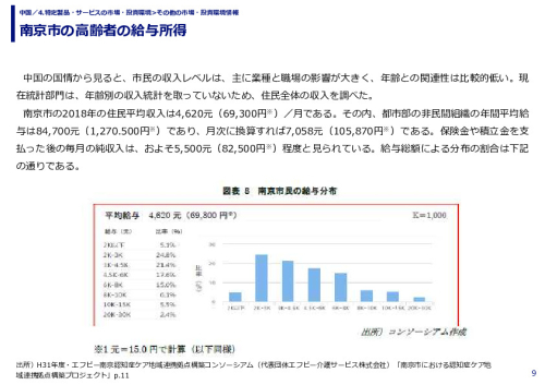 南京市の高齢者の給与所得