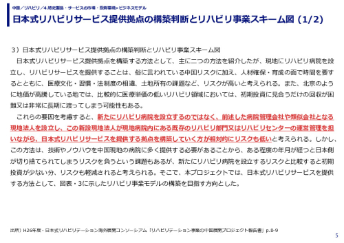 日本式リハビリサービス提供拠点の構築判断とリハビリ事業スキーム図 (1/2)