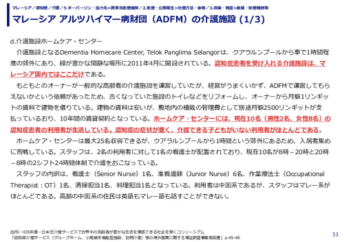 マレーシア アルツハイマー病財団（ADFM）の介護施設 