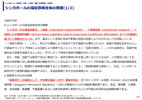 シンガポールの福祉政策全体の概要