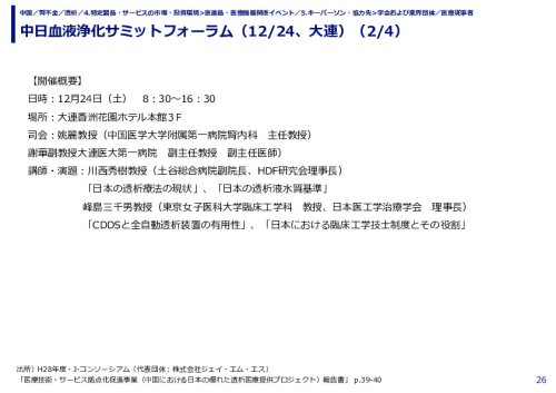 中日血液浄化サミットフォーラム（12/24、大連）（1/4）
