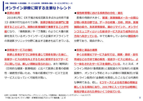 オンライン診療に関する主要なトレンド