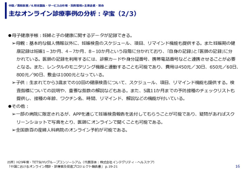 主なオンライン診療事例の分析：孕宝（1/3）