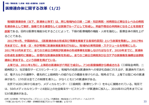 医療連合体に関する改革（1/2）