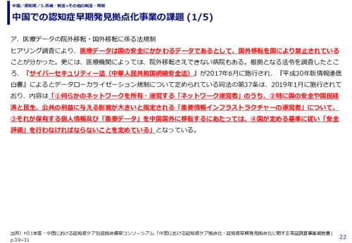 中国での認知症早期発見拠点化事業の課題