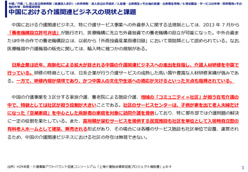中国における介護関連ビジネスの現状と課題