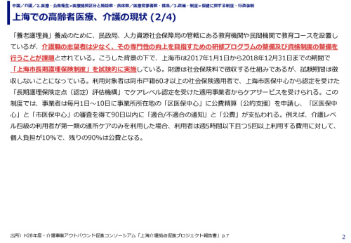 上海での高齢者医療、介護の現状