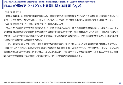 日本の介護のアウトバウンド展開に関する課題