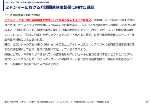 ミャンマーにおける介護関連制度整備に向けた課題