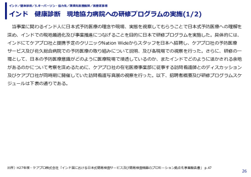 インド　健康診断　現地協力病院への研修プログラムの実施(1/2)