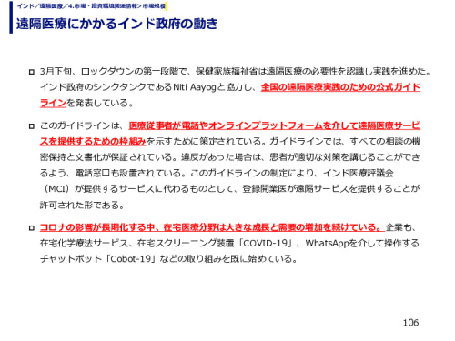 遠隔医療にかかるインド政府の動き