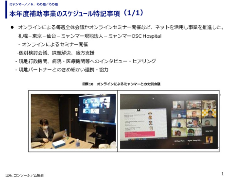 本年度補助事業のスケジュール特記事項