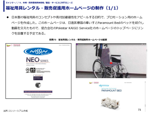 福祉用具レンタル・販売促進用ホームページの制作