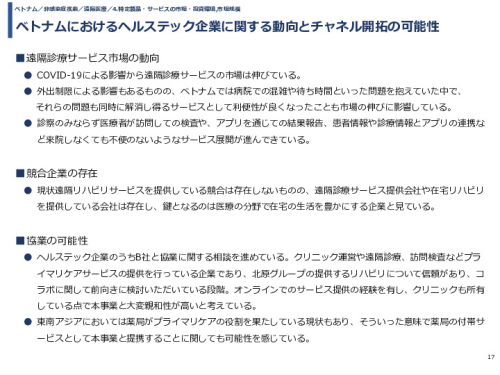 ベトナムにおけるヘルステック企業に関する動向とチャネル開拓の可能性