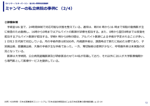 ミャンマーの私立病院の事例C 