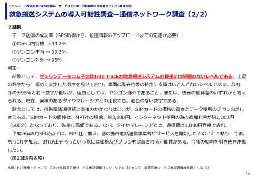 救急搬送システムの導入可能性調査ー通信ネットワーク調査