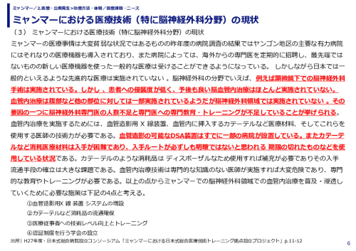 ミャンマーにおける医療技術（特に脳神経外科分野）の現状