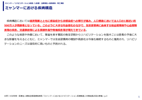 ミャンマーにおける疾病構造