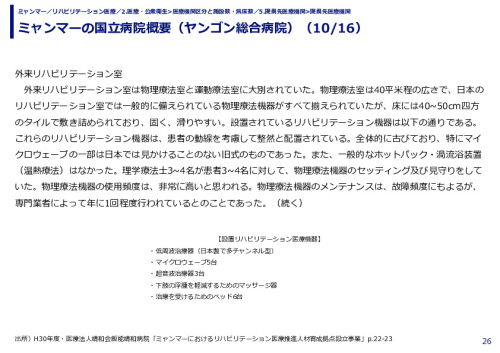 ミャンマーの国立病院概要（ヤンゴン総合病院）