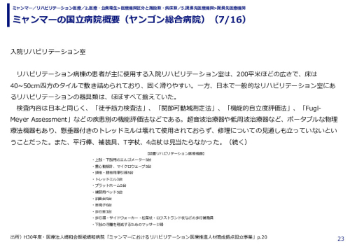 ミャンマーの国立病院概要（ヤンゴン総合病院）