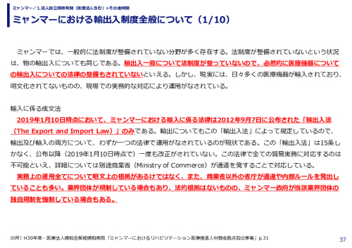 ミャンマーにおける輸出入制度全般について