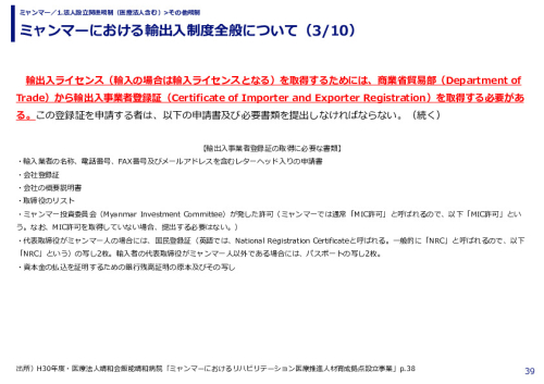 ミャンマーにおける輸出入制度全般について