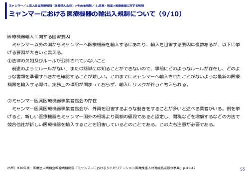 ミャンマーにおける医療機器の輸出入規制について