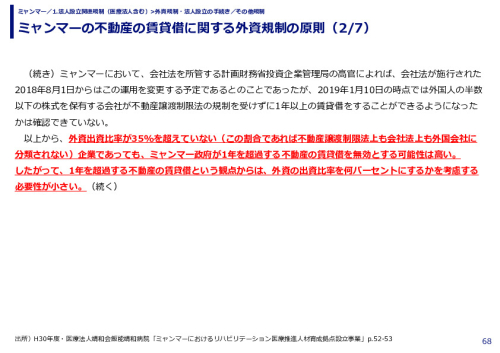 ミャンマーの不動産の賃貸借に関する外資規制の原則