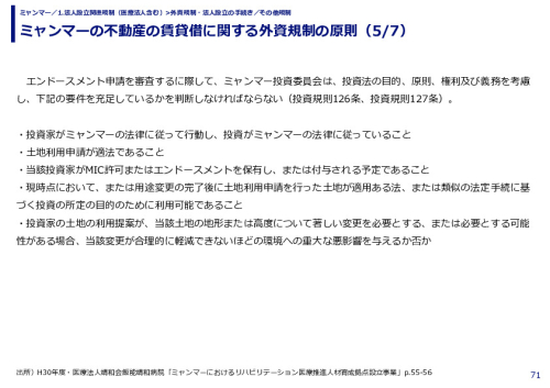 ミャンマーの不動産の賃貸借に関する外資規制の原則