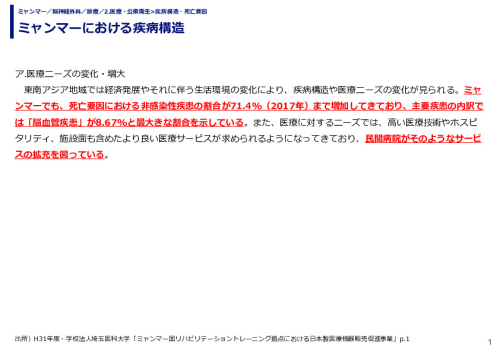 ミャンマーにおける疾病構造