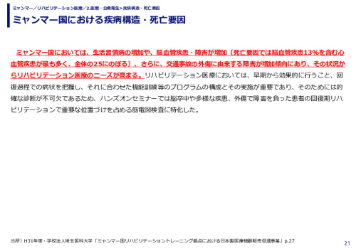 ミャンマー国における疾病構造・死亡要因