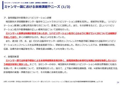 ミャンマー国における医療課題やニーズ