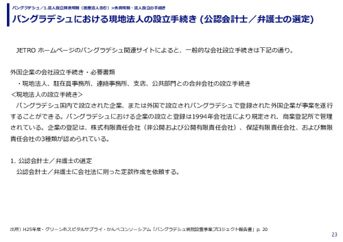 バングラデシュにおける現地法人の設立手続き (公認会計士／弁護士の選定)