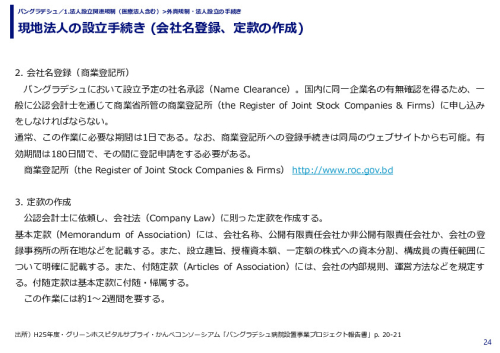 現地法人の設立手続き (会社名登録、定款の作成)