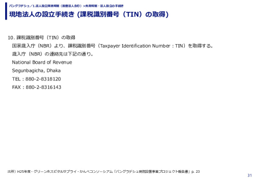 現地法人の設立手続き (課税識別番号（TIN）の取得)
