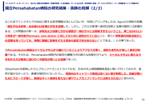 国立Persahabatan病院の研究結果・医師の見解